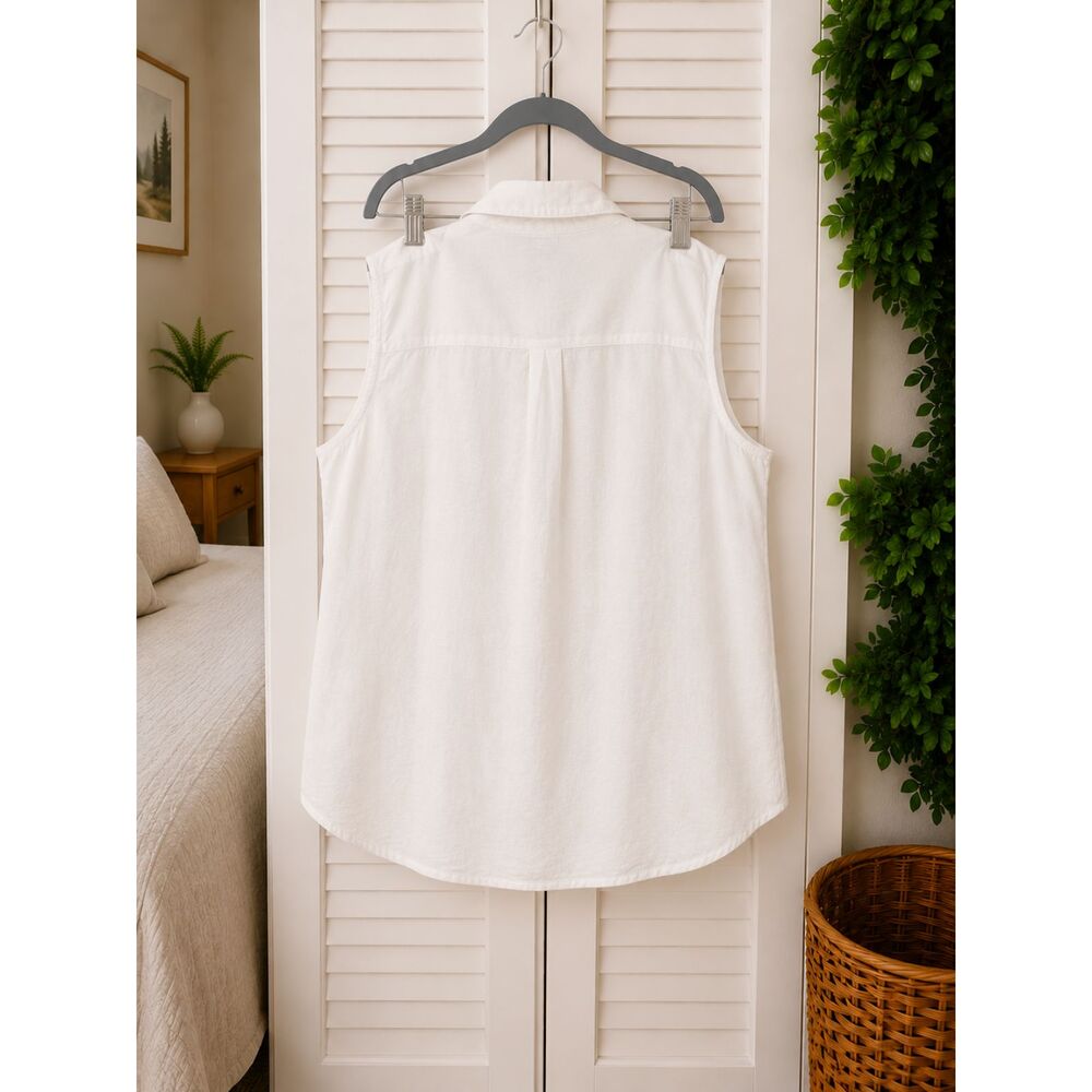 Fortune + Ivy Anna Airette Sleeveless Blouse XL NWT Off-White Button Front
